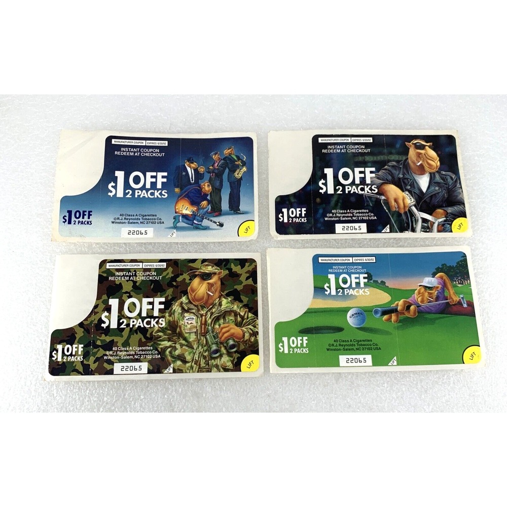 Joe Camel‎ Vintage $1 Off Cigarette Promo Stickers Lot of 4 Retro Advertising